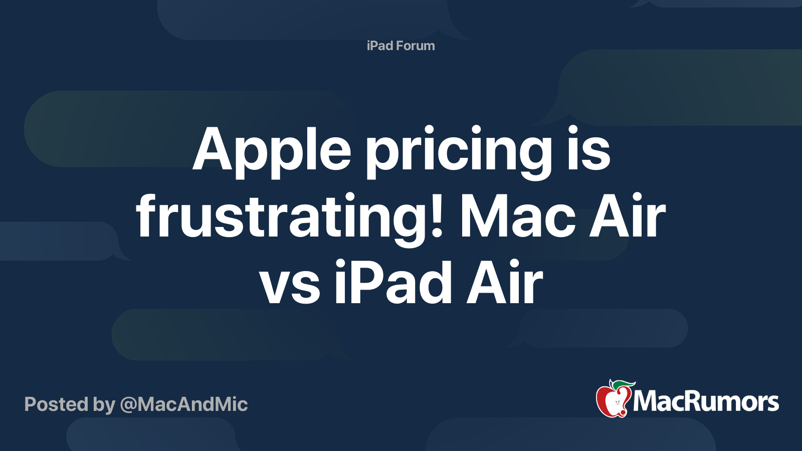 Apple pricing is frustrating! Mac Air vs iPad Air – MacRumors