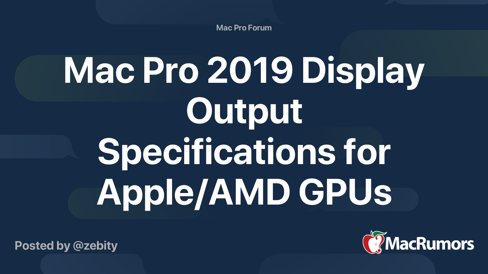 Mac Pro 2019 Display Output Specifications for Apple/AMD GPUs - MacRumors