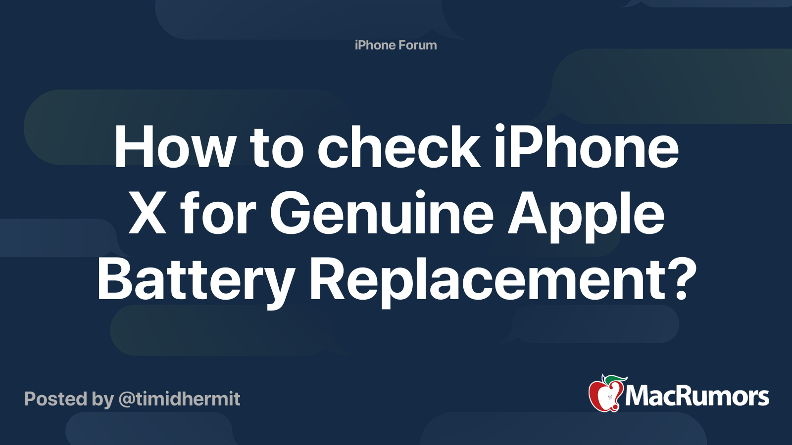 How to check iPhone X for Genuine Apple Battery Replacement? – MacRumors